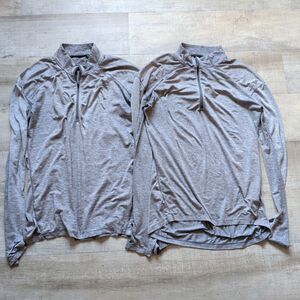 Lot of 2 Nike Running Dri-FIT Men's Small 1/4 Zip Pullovers Heather Gray